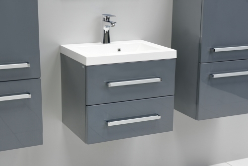 VARIETE Szafka FM-C-442/5/2-K917 szara połysk  + umywalka 50 cm