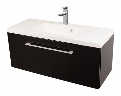 Szafka MDF-C-100/1 czarna  połysk+ umywalka UMMC-1000x390