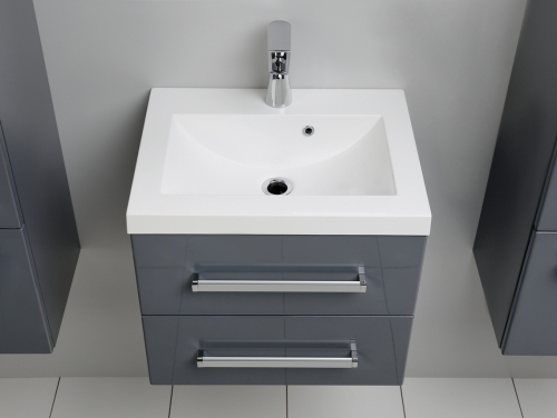VARIETE Szafka FM-C-442/5/2GT-K917 szara połysk cichy domyk + umywalka 50 cm