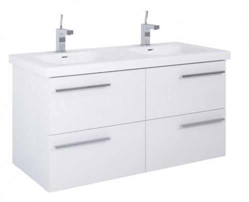 MDF szafka biała lakier MDF-C-100/4 + umywalka podwójna 100x39cm
