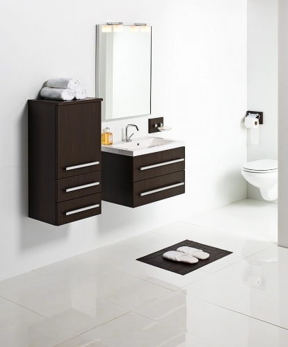 MDF SZAFKA MDF-C-80/2  WENGE POŁYSK + UMYWALKA CLEVER 80 (80x39cm )