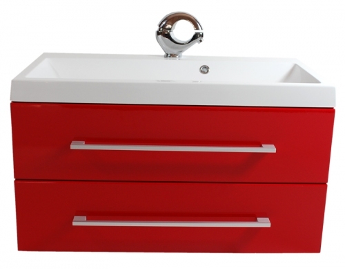 Szafka MDF-C-80/2-82 czerwona + umywalka QUADRA 80 biała