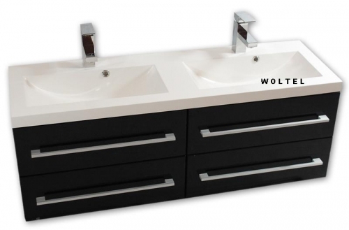 MDF szafka czarna lakier MDF-C-100/4 + umywalka podwójna 100x39cm