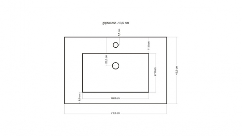 MDF SZAFKA MDF-U-70/2 BIAŁA LAKIER + UMYWALKA UND-700 ( 70x46.5 cm)