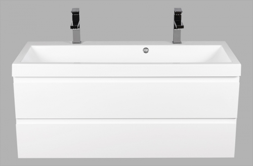 ATU Szafka MDF-C-100/2MB BIAŁA LAKIER  uchwyt frezowany + umywalka KWADRO 100 DUO