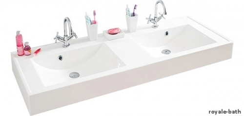 MDF szafka biała lakier MDF-120 + umywalka 120x50 cm podwójna
