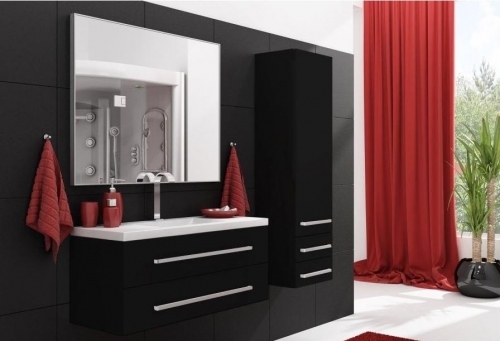 SZAFKA MDF CZARNA FM-C-442/10/2 cichy domyk MB + umywalka 100 cm