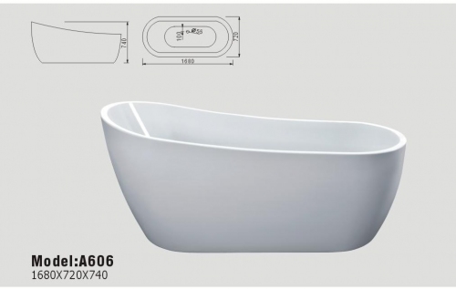 MONOLITYCZNA WANNA AKRYLOWA  A606 168cm