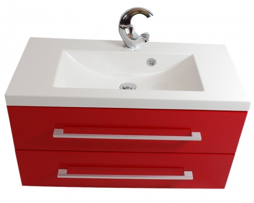 Szafka MDF-C120/2 czerwona + umywalka UMMC-1200x390
