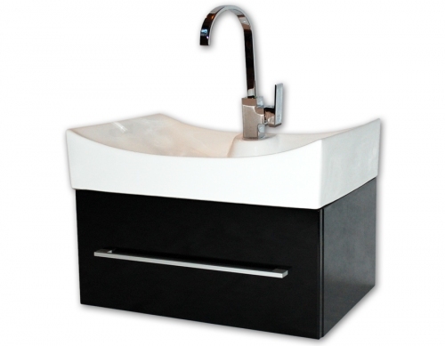 PAGODA szafka FM-67 czarna połysk + umywalka ceramiczna 67 cm