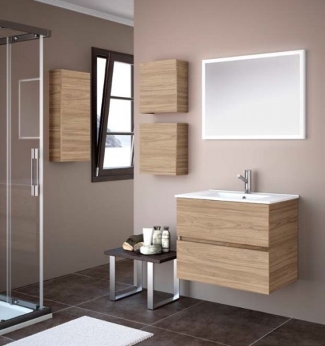 PAOLA Szafka MDF-C-60/2 dąb jasny  + umywalka 60 cm