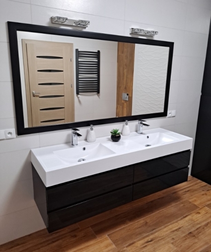 ATU SZAFKA GRAFIT MDF-160/4 cichy domyk  uchwyt frezowany + umywalka podwójna 160