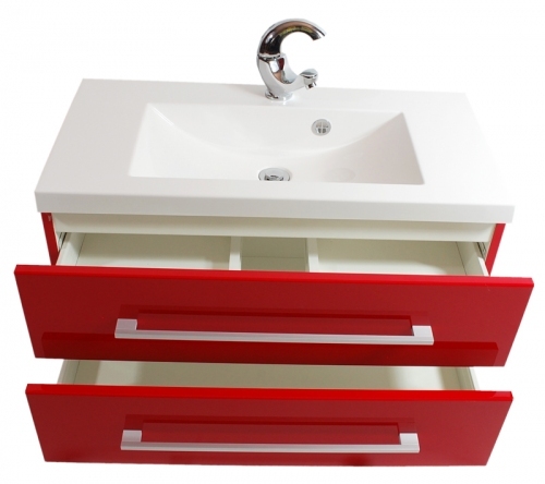Szafka MDF-C-80/2-82 czerwona + umywalka UMMC-800x390 biała