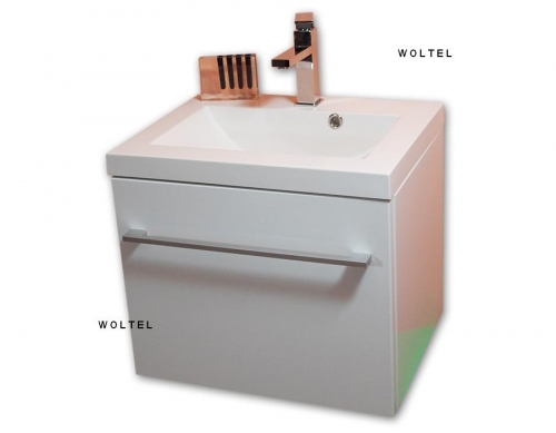 Szafka MDF-C-50 biała połysk + umywalka UMMC-500x390