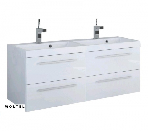SZAFKA BIAŁA MDF-120/4MB + UMYWALKA 120/47 cm PODWÓJNA