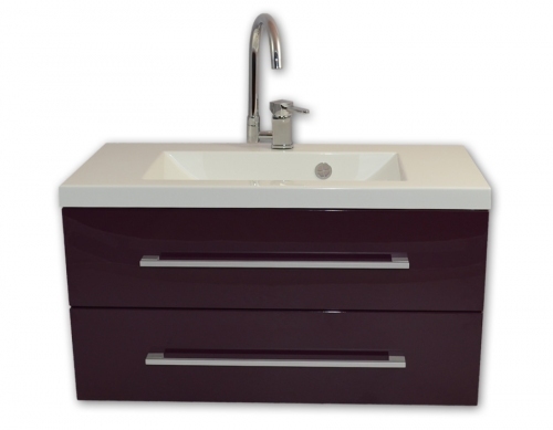 Szafka MDF-C-80/2 BAKŁAŻAN POŁYSK  + umywalka 80 UMMC-800