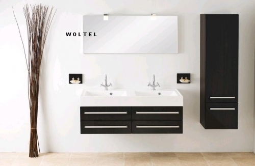MDF SZAFKA WENGE POŁYSK MDF-120/4MB + UMYWALKA 120x50 cm PODWÓJNA