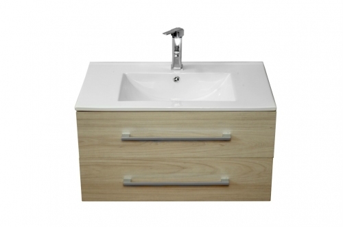 Szafka MDP-D-80//2 dąb orzech + umywalka ceramiczna DAFNE 75