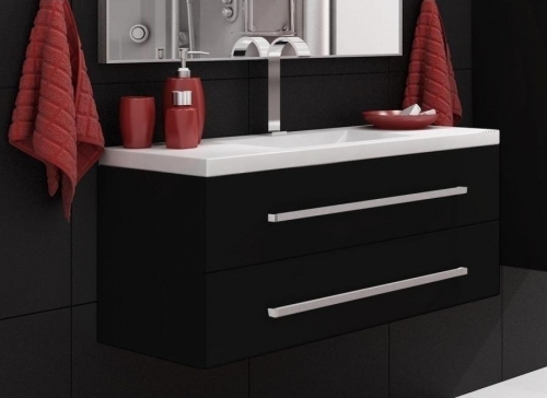 SZAFKA MDF CZARNA FM-C-442/10/2 cichy domyk MB + umywalka 100 cm