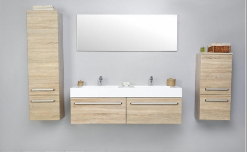 VARIETE SZAFKA DĄB SAMBA cichy domyk MB  + umywalka podwójna 120 cm
