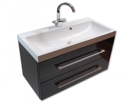 Szafka MDF-C-100/2-110 GRAFIT FINO + umywalka KWADRO 100 biała