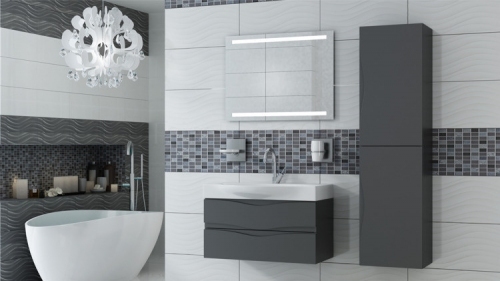 WAVE szafka GRAFIT 80 cm VA-140/80/2  + UMYWALKA