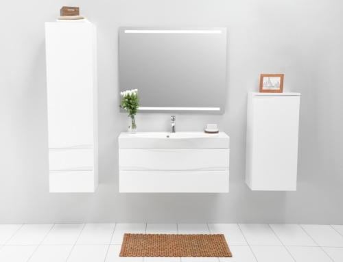WAVE SZAFKA BIAŁA 100 cm VA-140/100/2-WS  + umywalka