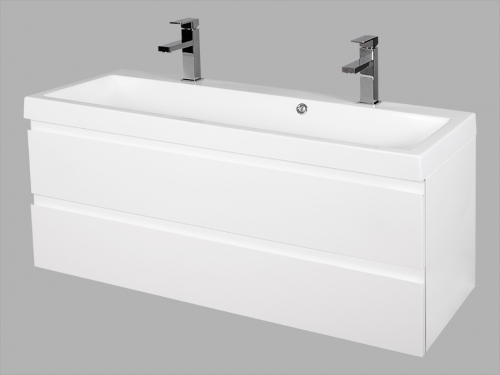 ATU Szafka MDF-C-100/2MB BIAŁA LAKIER  uchwyt frezowany + umywalka KWADRO 100 DUO