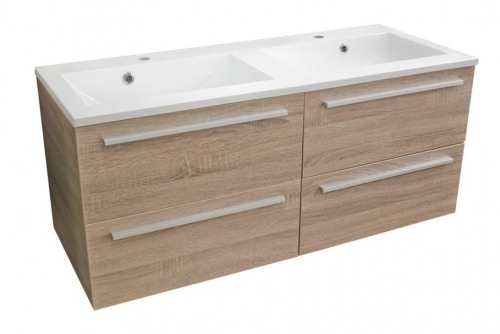 MDF szafka DĄB SONOMA MDF-C-120  + umywalka 120 cm podwójna FALA