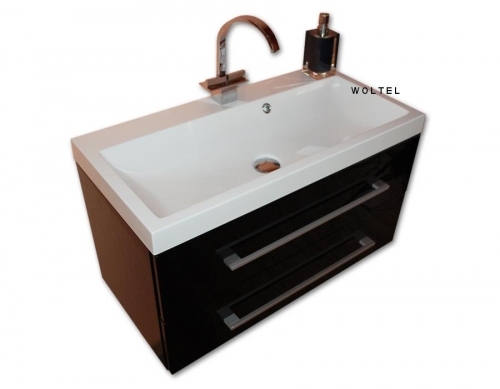 Szafka MDF-C-80/2 czarna  + umywalka KWADRO 80