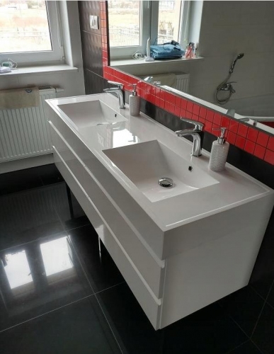ATU SZAFKA CZARNA MAT wys.60 cm 6 szufl. + umywalka podwójna 160