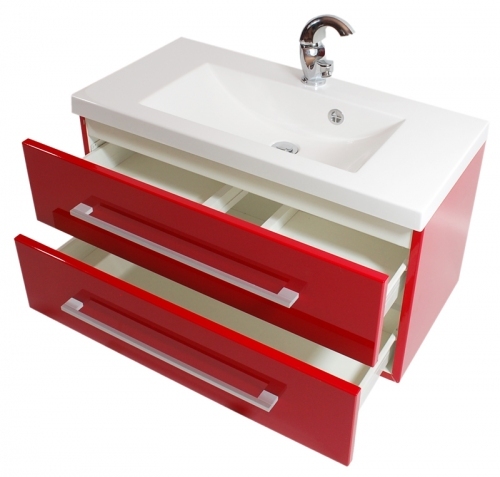 Szafka MDF-C-80/2-82 czerwona + umywalka UMMC-800x390 biała