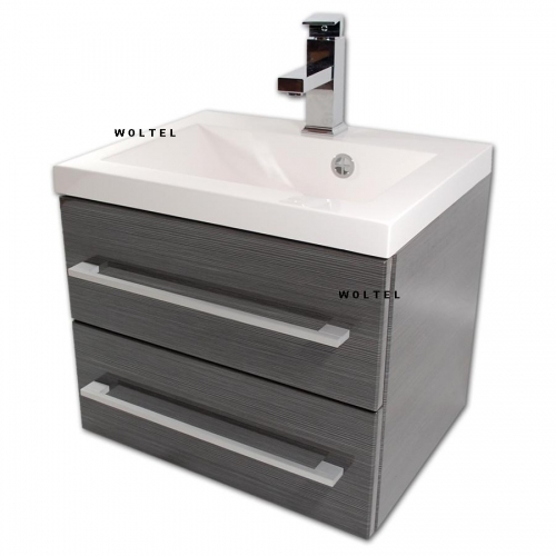 Szafka MDF-C-60/2-110 grafit/fino cichy domyk + umywalka UMMC-600x390 biała