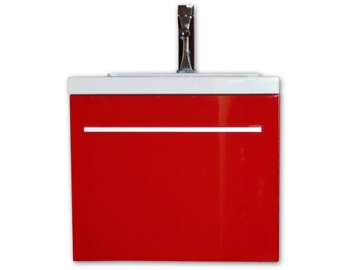 Szafka MDF-C-50-82 czerwona + umywalka UMMC-500x390 biała