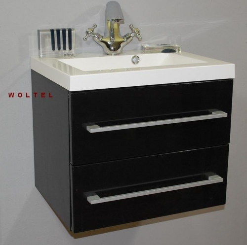Szafka MDF-C-60/2-9017 czarna + umywalka UMMC-600x390 biała