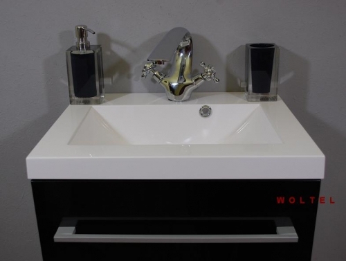 Szafka MDF-C-60/2-9017 czarna + umywalka UMMC-600x390 biała