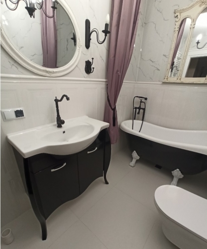 DILUSSO KLASYKA SZAFKA CZARNA LAKIER  + UMYWALKA CERAMICZNA 85 cm