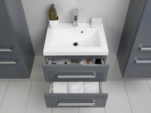 VARIETE Szafka FM-C-442/5/2-K917 szara połysk  + umywalka 50 cm