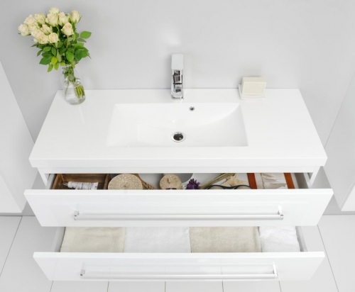 SZAFKA MDF BIAŁA FM-C-442/10/2 cichy domyk MB + UMYWALKA 100 cm