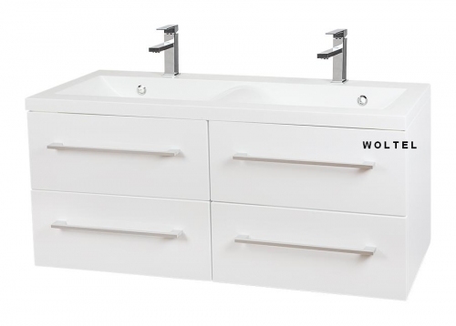MDF szafka biała MDF-C-120  + umywalka 120 cm podwójna FALA