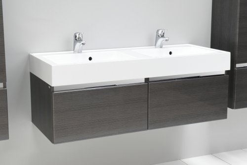 Szafka MDF-160/2 cichy domyk MB , FINO CZARNE + umywalka podwójna 160 cm