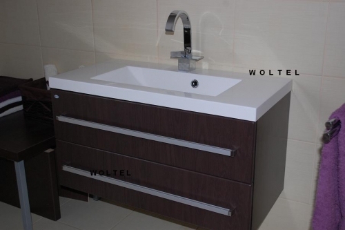 MDF SZAFKA MDF-C-80/2  WENGE POŁYSK + UMYWALKA CLEVER 80 (80x39cm )