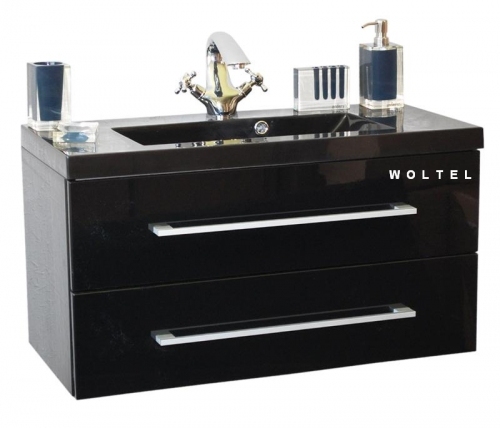 Szafka MDF-C-100/2-48 czarna + umywalka UMMC-1000x390 czarna