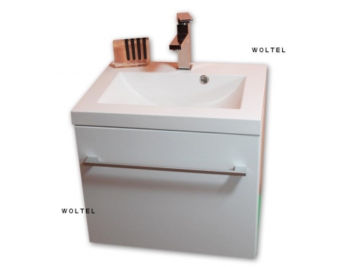 Szafka MDF-C-50 biała połysk + umywalka UMMC-500x390