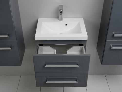 VARIETE Szafka FM-C-442/5/2-K917 szara połysk  + umywalka 50 cm