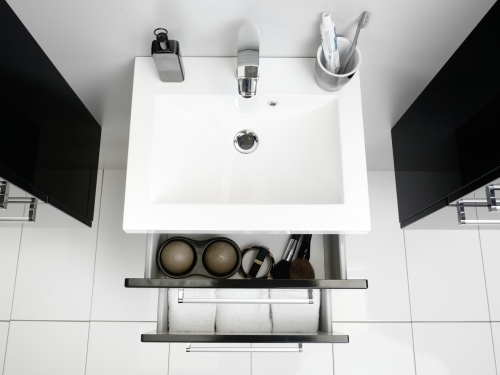 VARIETE Szafka FM-C-442/5/2-9017 czarna połysk  + umywalka 50 cm