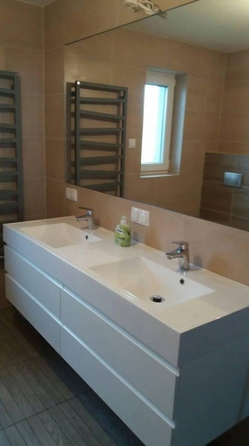 ATU SZAFKA BIAŁA wys.50cm MDF-160/4 cichy domyk uchwyt frezowany + umywalka podwójna 160