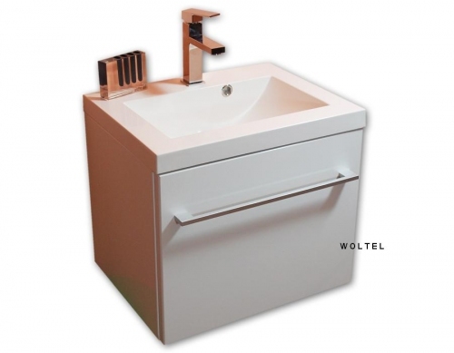 Szafka MDF-C-50 biała połysk + umywalka UMMC-500x390
