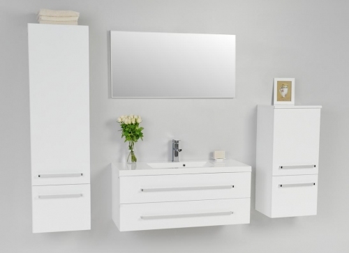 SZAFKA MDF BIAŁA FM-C-442/10/2 cichy domyk MB + UMYWALKA 100 cm