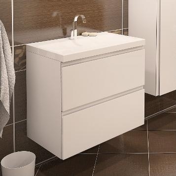ATU Szafka MDF-C-50/2 BIAŁA LAKIER  uchwyt frezowany + umywalka UMMC-500x390